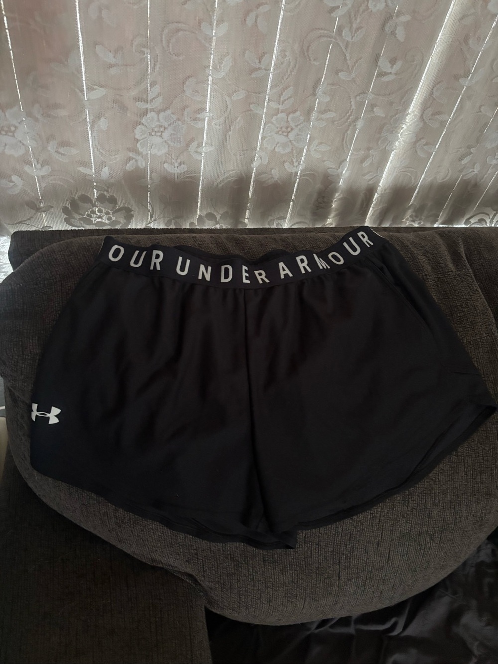 😎 Under Armour Pockets Athletic Performance Shorts Branded Waistband Black Large